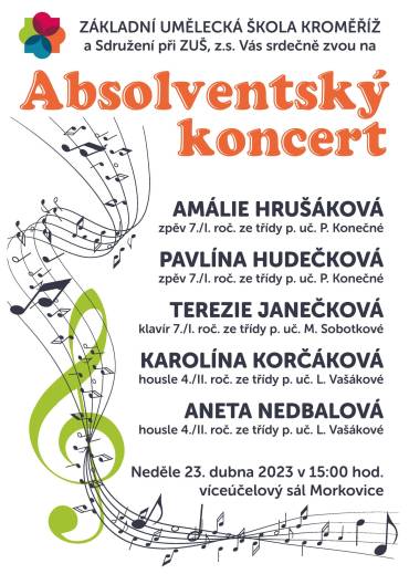 Pozvánka na absolventský koncert – pobočka Morkovice-Slížany