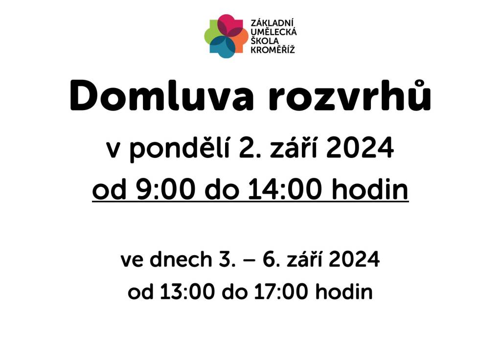 Domluva rozvrhu na šk. rok 2024/2025