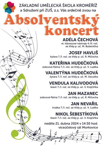 Absolventský koncert 21. 4. 2024 14:30 - pobočka Morkovice-Slížany