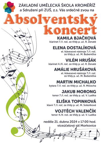 Absolventský koncert 21. 4. 2024 17:00 - pobočka Morkovice-Slížany